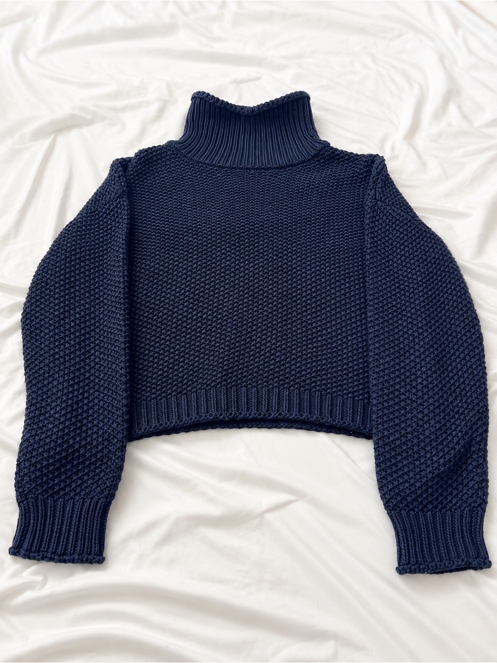 Blu Pepper Navy Cropped Turtleneck Sweater